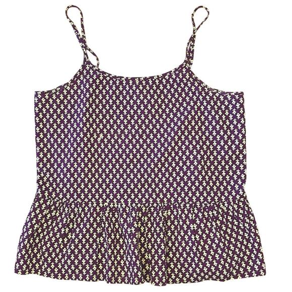 Natural Life | Lily Top Medium Vibrant Purple Block Print Peplum Swing Tank Boho - Picture 3 of 10